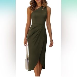Green Single Shoulder Cocktail Dress
